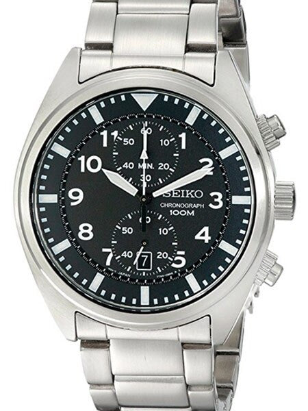 Seiko Black Dial, Two-Eye Quartz Chronograph with 60-Minute Stopwatch #SNN231P1