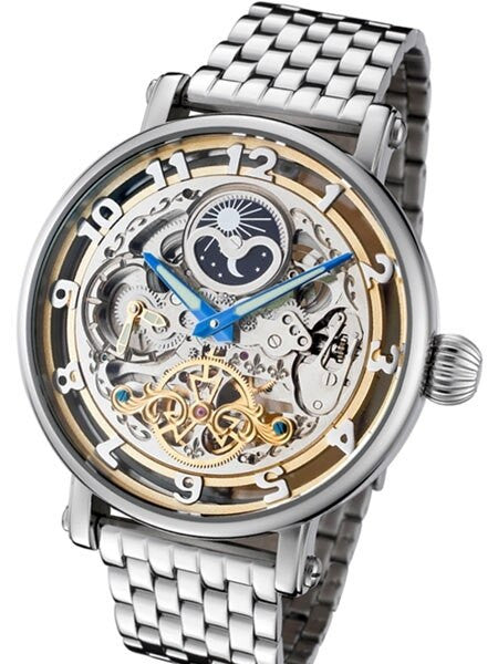 Rougois Dual Time Zone Skeleton Automatic Watch with Day/Night Dial #RMAS47