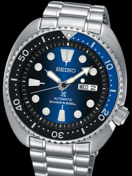 Seiko Turtle Prospex Automatic Dive Watch with Radiant Blue Dial and Stainless Steel Bracelet #SRPC25K1