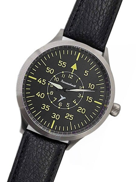 Messerschmitt Triple-X Fliegeruhr Watch with Black Leather Strap #ME-65BQ