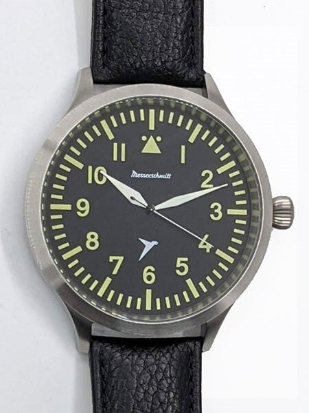 Messerschmitt Triple-X Fliegeruhr Watch with Black Leather Strap #ME-65AQ