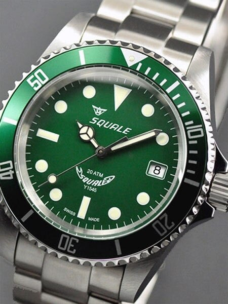 Squale 200 meter MINT Green Swiss Automatic Dive watch with Domed Sapphire Crystal #1545-G