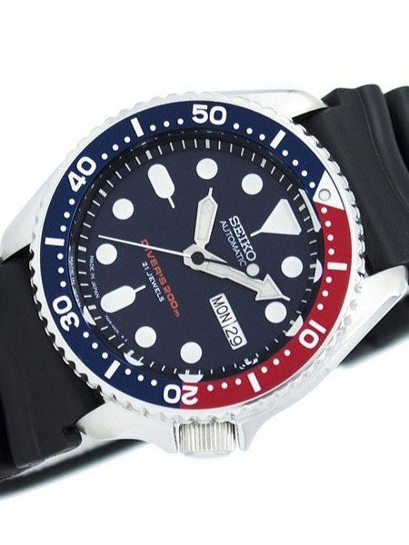 Seiko Automatic Dive Watch with Offset Crown and Rubber Dive Strap #SKX009J