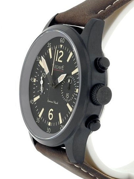 Techne Black PVD SparrowHawk Hand Wind Pilot Chronograph with 30-minute Stopwatch #373.161