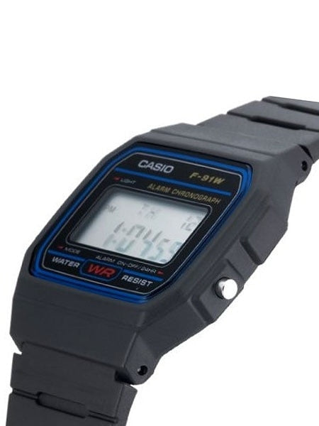 Casio Men's Classic Black Digital Resin Strap Watch #F-91W-1