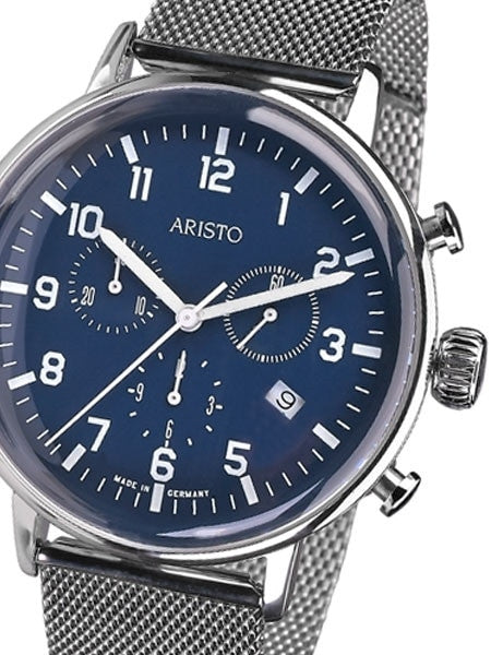 Aristo Bauhaus Swiss Quartz Chronograph Watch on Mesh Bracelet #4H161M