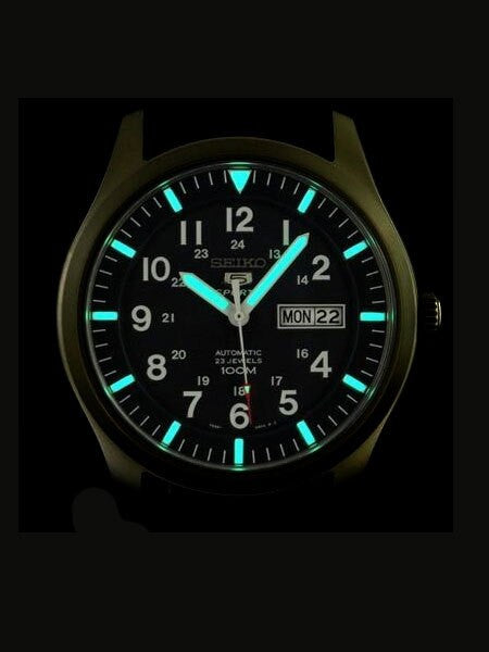 Seiko Military Blue Dial Automatic Watch with 42mm Case, Blue Canvas Strap #SNZG11K1
