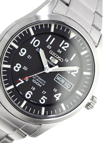 Seiko Military Black Dial Automatic Watch with 42mm Case, and SS Bracelet  #SNZG13K1