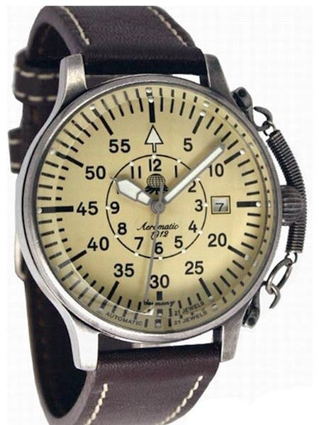 Aeromatic 1912 Automatic Aviator's Watch with Retro Crown Retention Spring #A1383