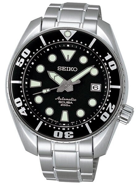 Seiko Sumo Prospex Automatic Dive Watch with Black Dial and Stainless Steel Bracelet #SBDC001