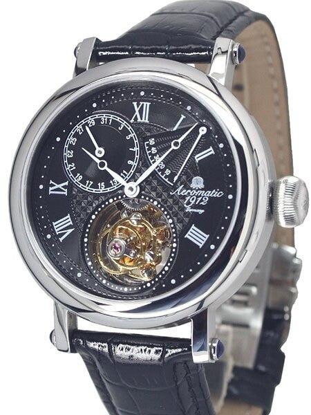 Aeromatic 1912 Flying Minute Tourbillon Hand Wind Watch with Power Reserve #A1278