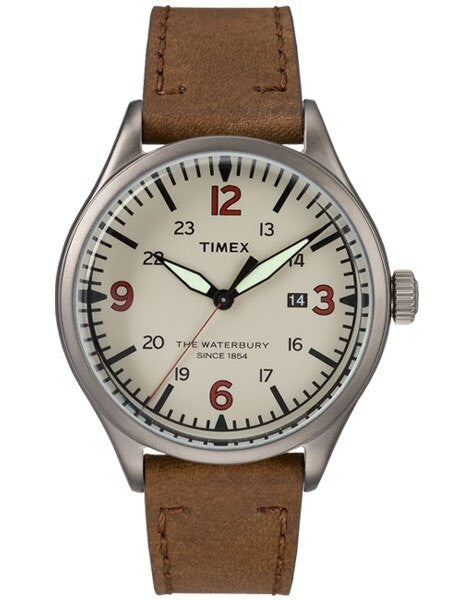 Timex 40mm Waterbury Quartz Watch with Cream Dial and INDIGLO Night-Light #TW2R38600VQ