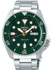 Seiko 5 Sports 24-Jewel Automatic Watch with Green Dial and SS Bracelet #SRPD63
