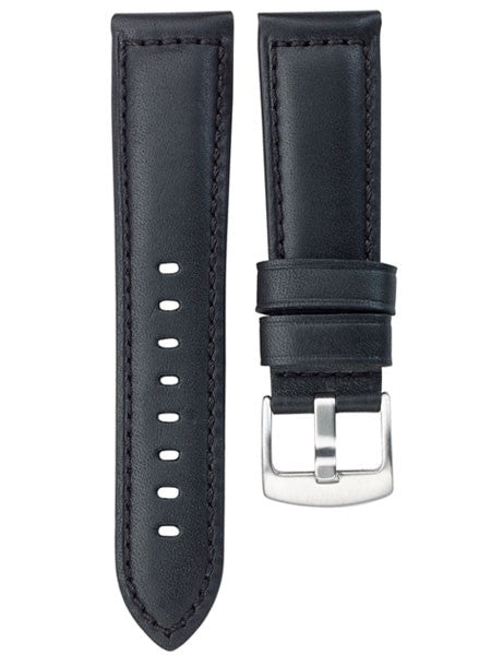 Horween Panerai-Style, Black Calfskin Leather with Thick Padding at the Lugs #INS-HORPAD01
