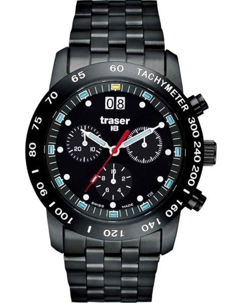 Traser Big Date, Chronograph Watch with Black PVD Case T4004.357.37.01