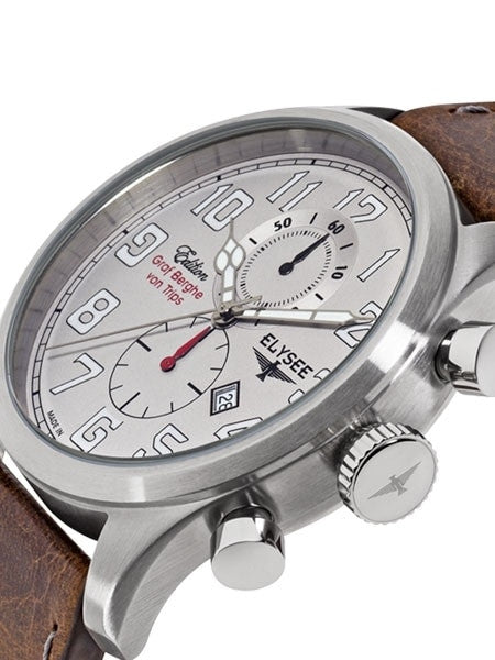 Elysee 46mm Kerpen Quartz Chronograph Watch with 60-minute Stopwatch and Sapphire Crystal #38007