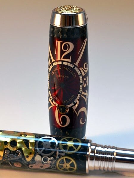 Artisan Crafted Collectable Pen made with a Franck Muller dial and assorted gears, cogs, screws and bridges #WPP401RB