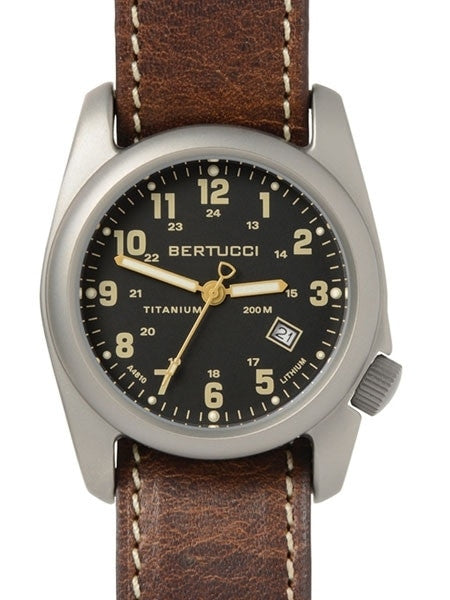 Bertucci A-2T Titanium Watch, 10-Year Lithium Battery, Horween Leather #12712
