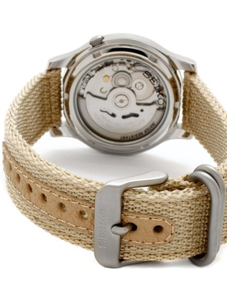 Seiko 5 Military Tan Dial Automatic Watch with Tan Canvas Strap #SNK803K2