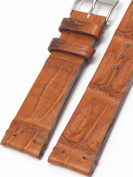 Handmade Italian Vintage Style Cognac Crocodile with Hand-Stitching #ML-900-VIN014