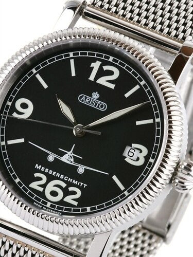 Aristo 4H262-TT Aviator Swiss Automatic Watch with Mesh Bracelet, Sapphire Crystal