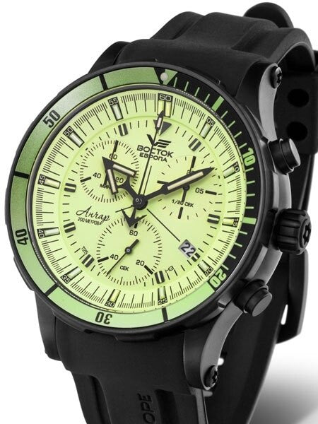 Vostok-Europe Anchar Mens Chronograph Dive Watch with Luminous Dial, Tritium Tube Illumination #5104214