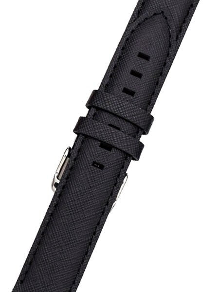 Toscana Saffian Black Leather Strap with Unique Cross-Hatch Texture #SAF-30
