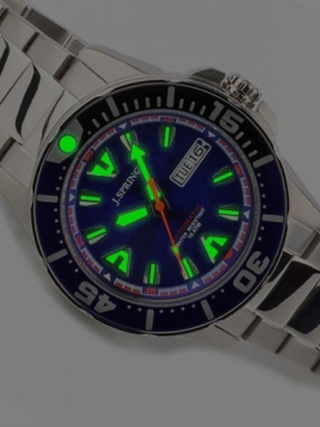 J. Springs Automatic 21-Jewel Sport Dive Watch with Day and Date, Blue Dial #BEB080