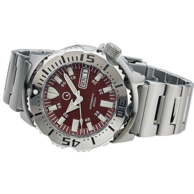 Islander Red Dial Automatic Dive Watch with AR Double Dome Sapphire Crystal, and 120-click Bezel #ISL-59