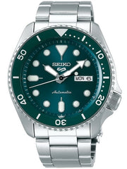 Seiko 5 Sports 24-Jewel Automatic Watch with Green Dial and SS Bracelet #SRPD61