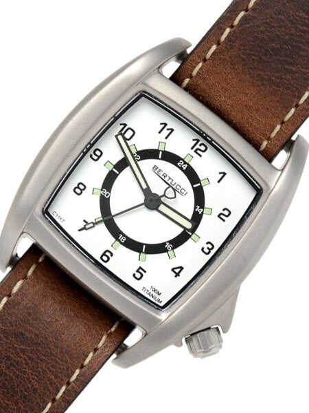 Bertucci C-1T Lusso Tank Style Field Watch with Titanium Case and Horween Leather Strap #16017