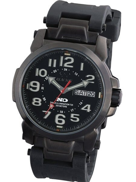 Reactor Atom Watch with Never Dark Illumination, Black Nitride Stainless Steel Case and Rubber Strap #68891