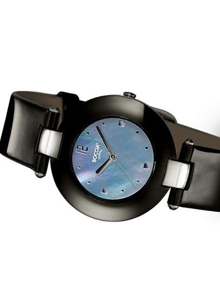 Boccia Ladies Quartz Watch with Titanium and Black Ceramic Case #3190-03