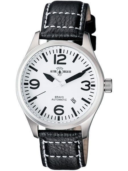 Air Blue Bravo Automatic Pilot Watch with 44mm Case, Sapphire Crystal #BRAVOAUTOSSWHT