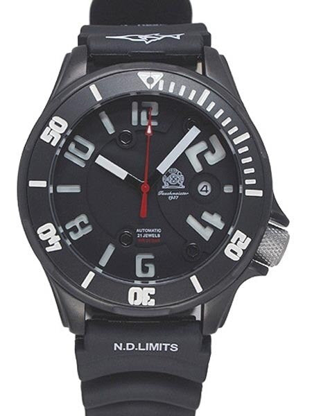 Tauchmeister T0220A Black PVD Divers Watch with Off-Set Crown