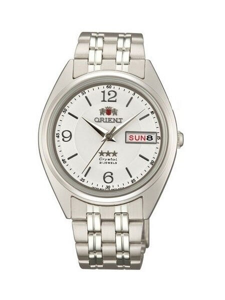 Orient Automatic Watch with White Dial, Day-Date and SS Bracelet #AB0000EW