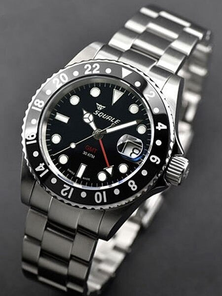 SCRATCH AND DENT - Squale 300 meter GMT Ceramica Swiss Automatic Dive watch with Sapphire Crystal #1545CG-CER