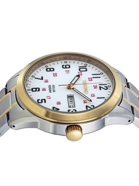 Seiko Railroad-Style Solar Watch with 43mm Case, 12 and 24 Hour Scale #SNE370