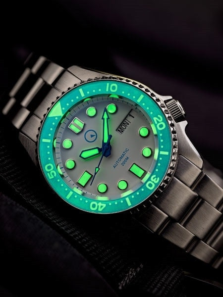 Islander 38mm Automatic Dive Watch with Solid-Link Bracelet, AR Sapphire Crystal, and Luminous Sapphire Bezel Insert #ISL-25