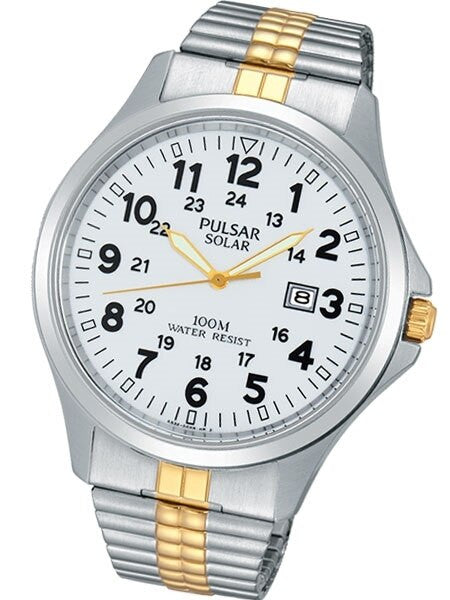 Pulsar Solar Powered Quartz Aviator Style Watch with 44mm Case #PX3071