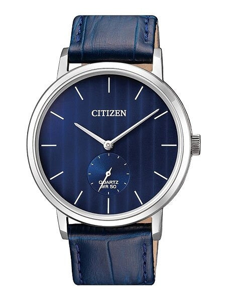 Citizen Quartz Dress Watch with Blue Dial and Leather Strap #BE9170-05L
