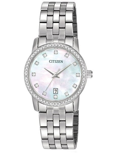 Citizen Ladies Dress Watch with Swarovski Crystals, Mother of Pearl Dial #EU6030-56D