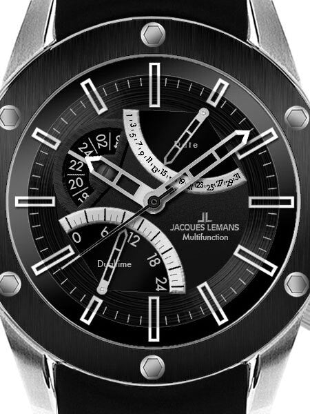 Jacques Lemans Liverpool Quartz Watch with Dual Time GMT and Pointer Date #1-1634A