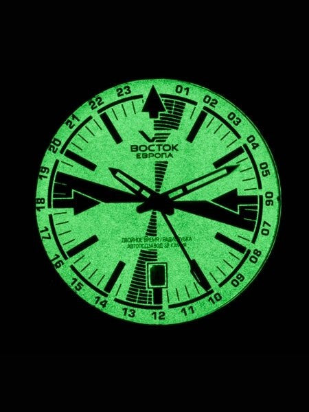 Vostok-Europe Radio Room, Dual Time Automatic Watch with Luminous Dial #2254224
