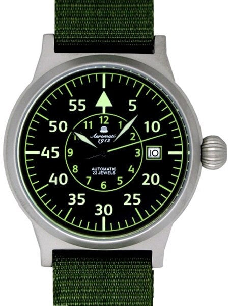 Aeromatic 1912 Beobachter Aviator Automatic Watch with Onion Crown #A1354