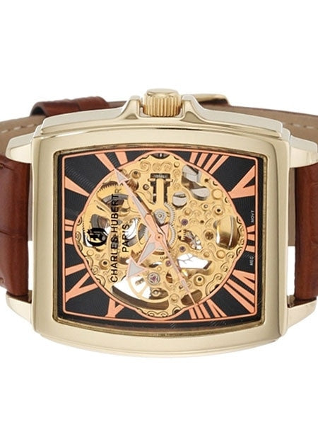Charles Hubert Premium Collection Skeleton Mechanical Hand Wind Watch #3888-A