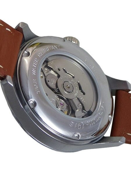Aeromatic 1912 Retro Styled 24-Jewel Automatic Watch with Brown Leather Strap #A1435B