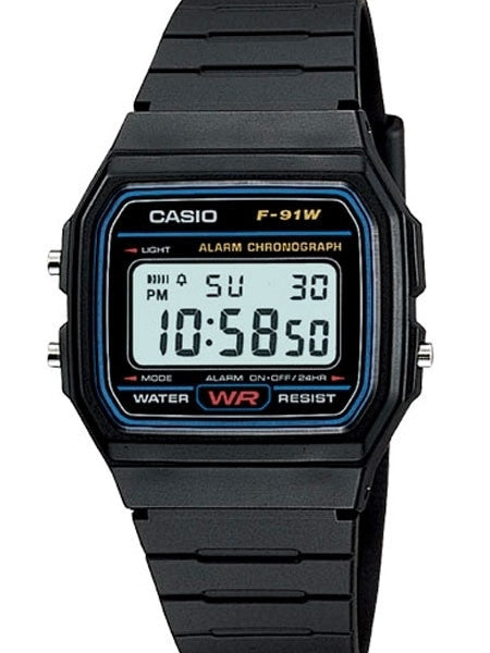 Casio Men's Classic Black Digital Resin Strap Watch #F-91W-1