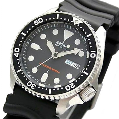 Seiko Automatic Dive Watch with Offset Crown and Rubber Dive Strap #SKX007K1