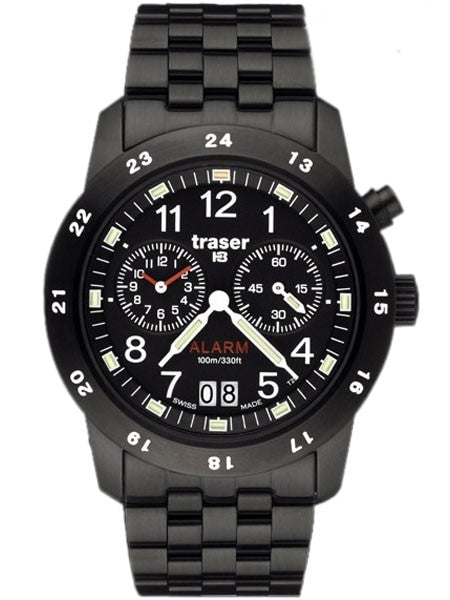 Traser Big Date Alarm Watch with Black PVD Case #T4004.359.34.01
